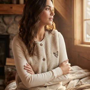 Only Onlbaby Life Teddy Vest Pnt Cs Gilets 5003901 Birch Leo Heart Batch