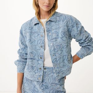 Denim Jack Geborduurd Lichtblauw
