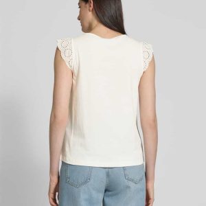 Regular fit T-shirt met broderie anglaise, model ‘EMIlY’