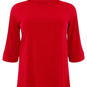 Yoek Shirt A-lijn met turtle neck | Rood | Maat 42/44