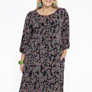 Yoek Jurk met pofmouwen RUBY | Zwart | Maat 38/40