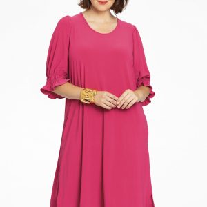Yoek Jurk met pofmouwen | Roze | Maat 42/44