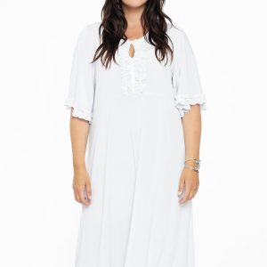 Yoek Jurk met ruches | Wit | Maat 42/44