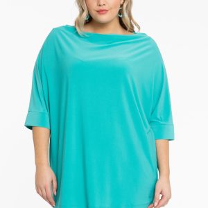 Yoek Shirt kimono mouw | Turquoise | Maat 38/40