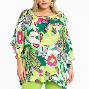 Yoek Tuniek vleermuismouw AMALFI | Groen | Maat 38/40