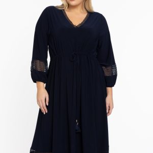 Yoek Jurk met kant | Blauw | Maat 50/52