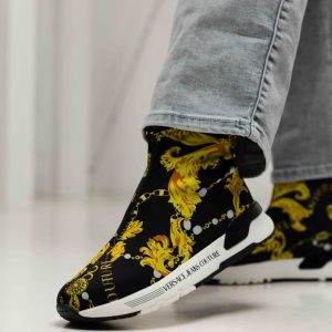 Versace Jeans Couture Fondo Dynamic Lycra Sneakers Dames Zwart/Goud – Maat 38 – Kleur: GoudZwart | Soccerfanshop