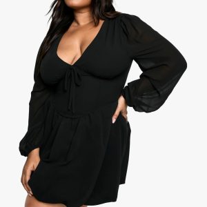 Plus Milkmaid Geweven bubbelzoom skaterjurk