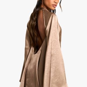 Getextureerde satijn open rug swing playsuit