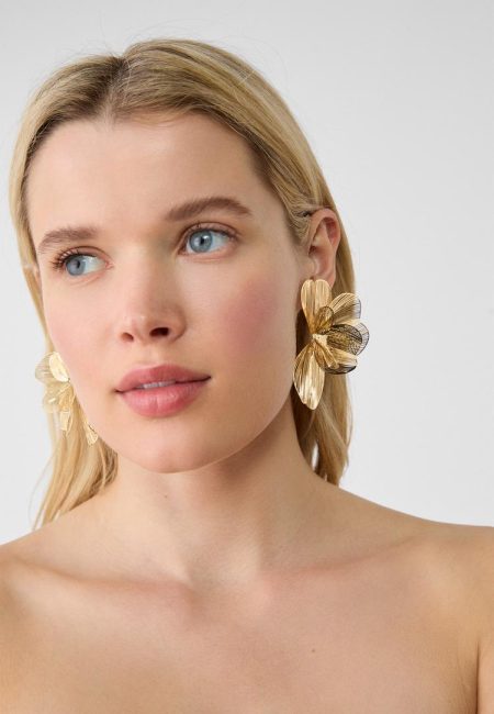 Stradivarius Oorbel waaier bloem maxi  Goud OS