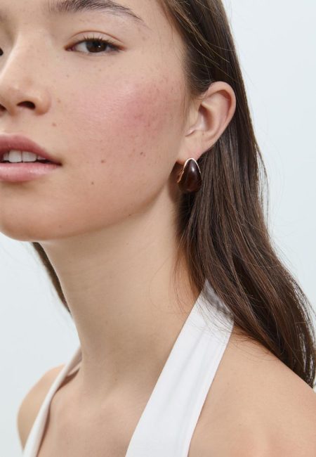 Stradivarius Set van 3 paar volumineuze mini oorringen  Bruin OS