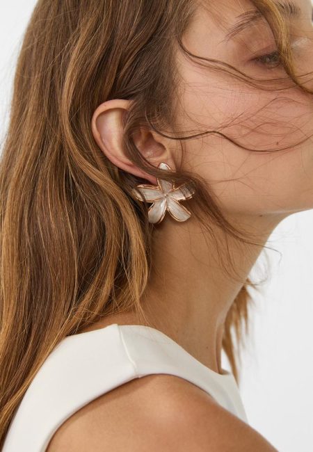 Stradivarius Bloemoorbel  Ecru OS