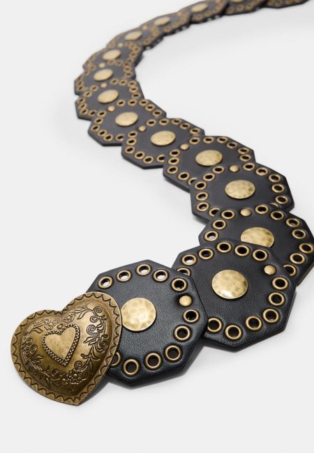 Stradivarius Brede riem met hexagonen  Bruin 70