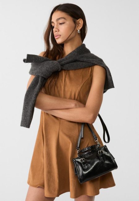 Stradivarius Schoudertas met gevlochten hengsel  Zwart OS