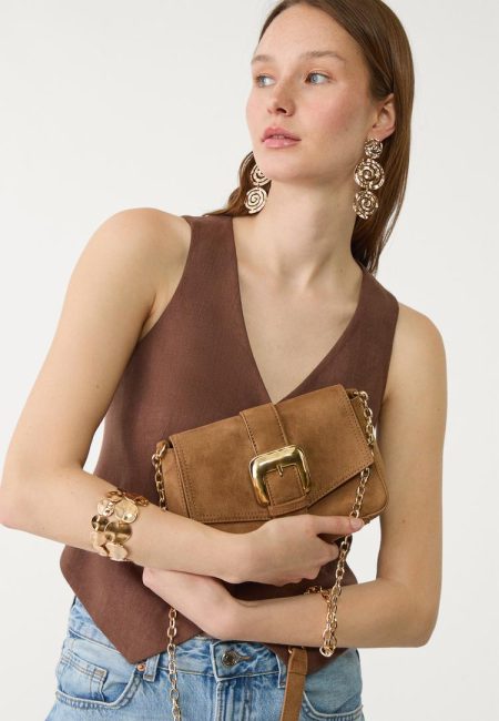 Stradivarius Schoudertas met gesp  Karamel OS