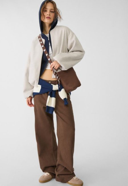 Stradivarius Schoudertas imitatiesuède detail handvat  Bruin OS