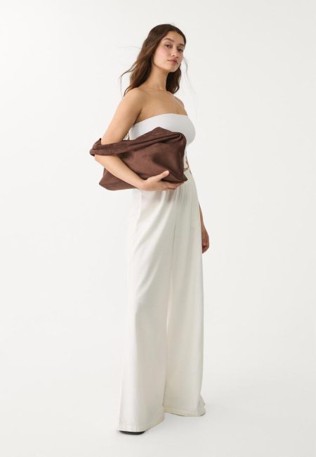 Stradivarius Schoudertas met imitatiesuède effect  Bruin OS