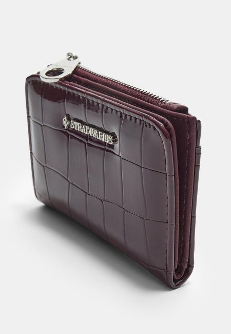 Stradivarius Kaarthouder-portemonnee met coco-effect  Granaat OS