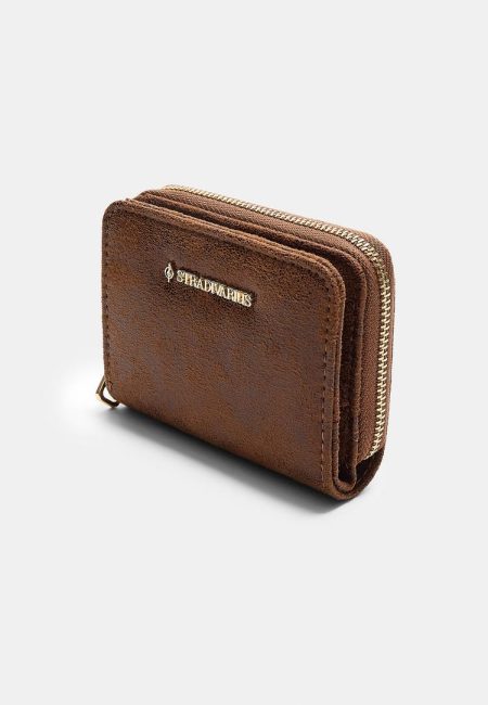 Stradivarius Imitatiesuède ritsportemonnee voor pasjes en munten  Bruin OS