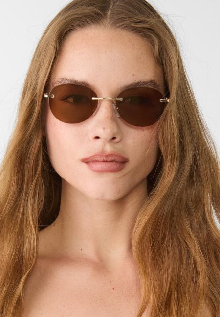 Stradivarius Ovale metalen zonnebril  Bruin OS