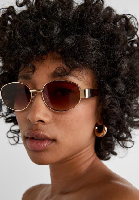 Stradivarius Bril met metalen pootjes  Bruin OS