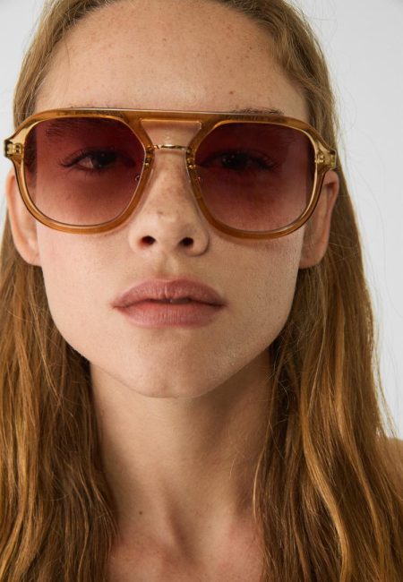 Stradivarius Zonnebril met dubbele brug  Lichtkameel OS