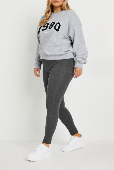 Stretch Legging In Gemêleerd Grijs