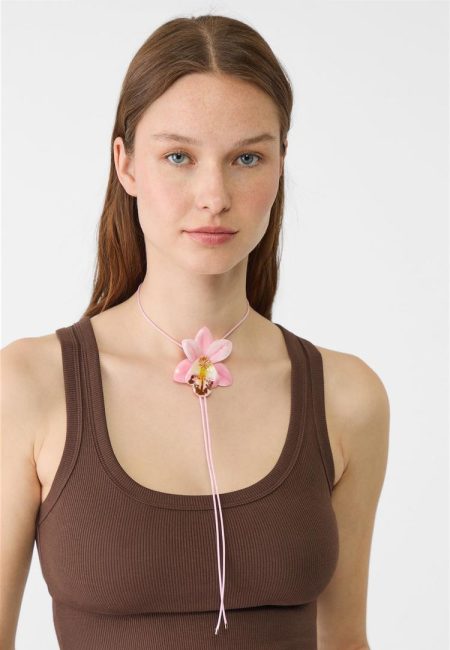 Stradivarius Ketting bloem orchidee  Roze OS
