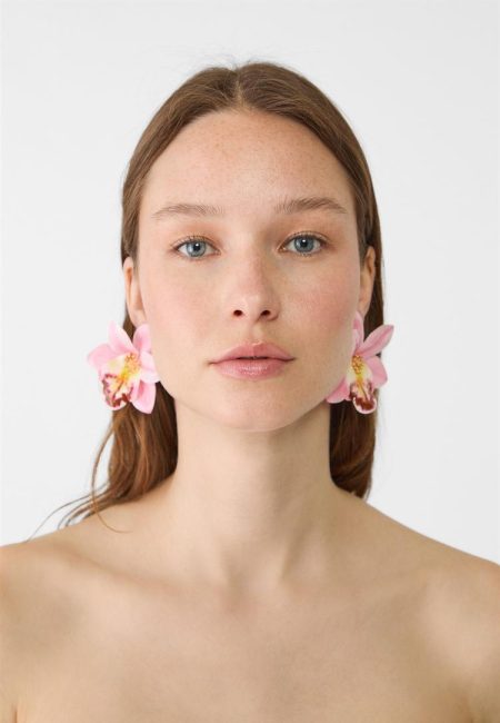 Stradivarius Oorbel orchidee bloem  Roze OS