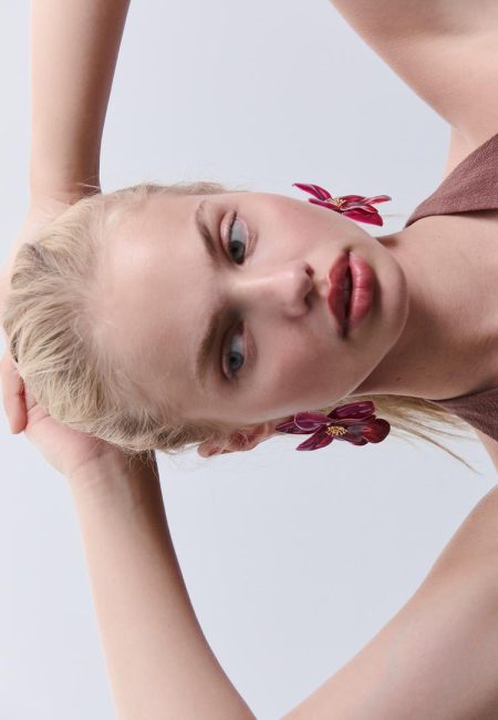 Stradivarius Oorbel orchidee bloem  Fuchsia OS