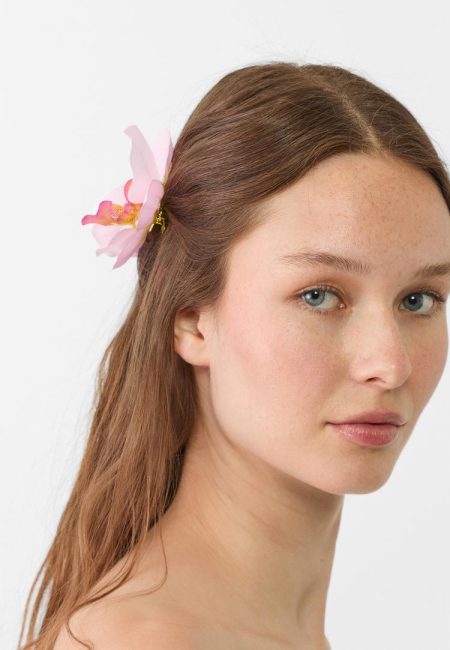 Stradivarius Set van 2 haarclips met orchidee  Naturel roze OS
