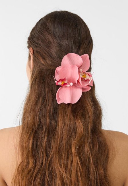 Stradivarius Set van 2 haarclips met orchidee  Roze OS