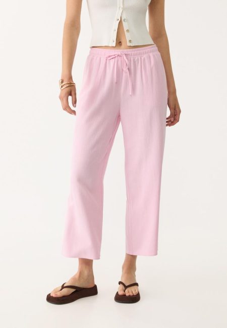 Stradivarius Culotte van linnen  Pastelroze L