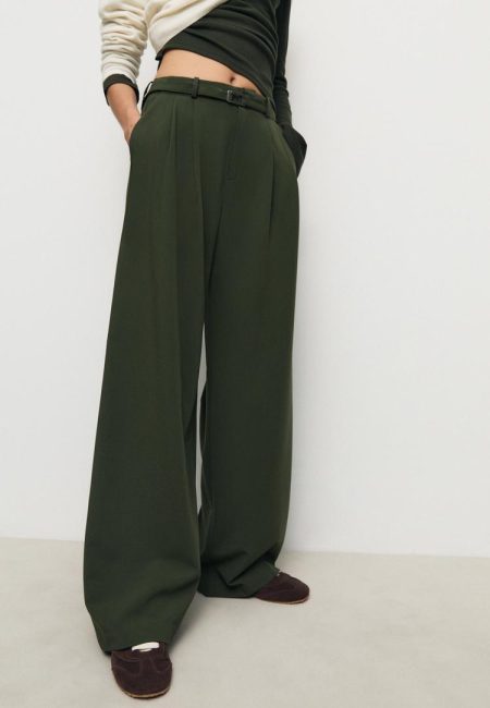 Stradivarius Pantalon wijde pijpen met gespdetail   38