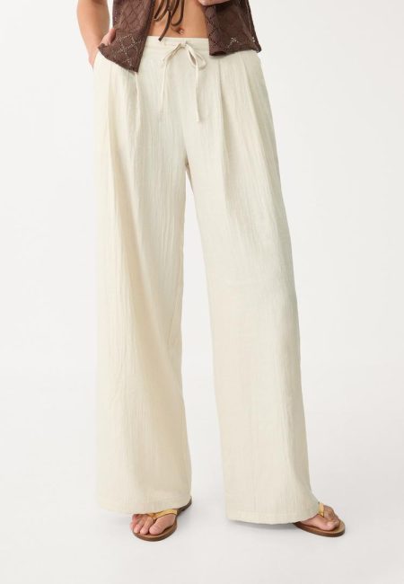 Stradivarius Pantalón cordón textura  Vanille L
