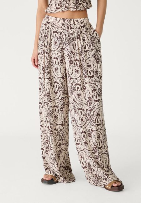 Stradivarius Soepele palazzo broek met print  Bruin M