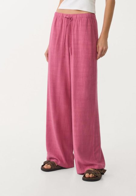 Stradivarius Zwierige broek met linnen  Naturel roze XS