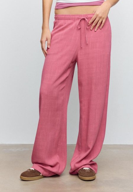 Stradivarius Rechte broek met linnenlook  Naturel roze XS