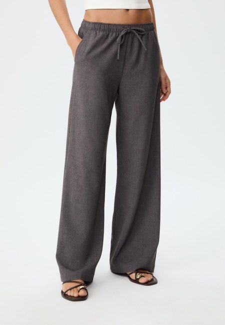 Stradivarius Nette lange soepelvallende broek  Donkergrijs M