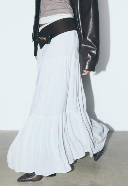 Stradivarius Boho midi-rok  Wit XL