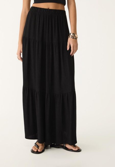 Stradivarius Boho midi-rok  Zwart S