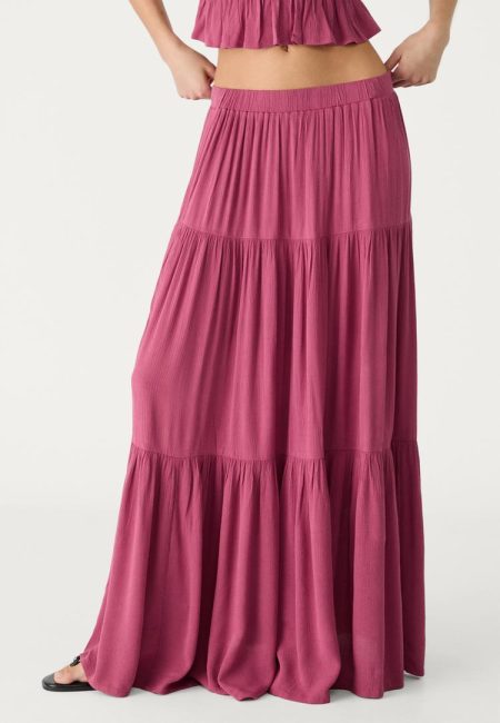 Stradivarius Boho midi-rok  Naturel roze M
