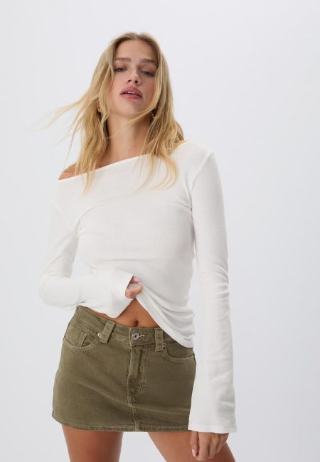 Stradivarius D62 Denim rokbroek  Kaki 44