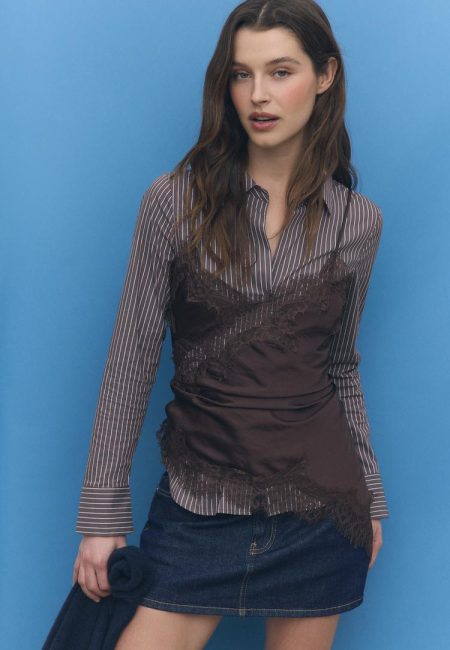 Stradivarius D62 Denim rokbroek  VERBLEEKTE DENIM WASSING 44