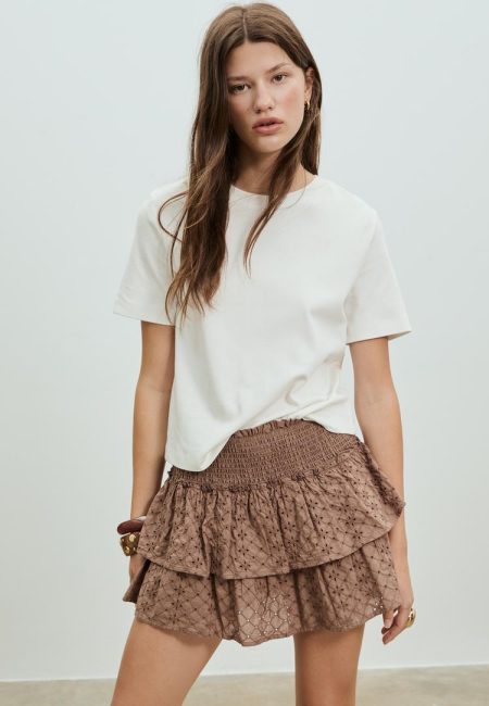 Stradivarius Falda pantalón fluida bordados  Bruin M