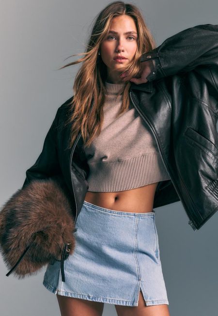 Stradivarius Falda pantalón mini aberturas  LICHTBLAUWE DENIM WASSING 38