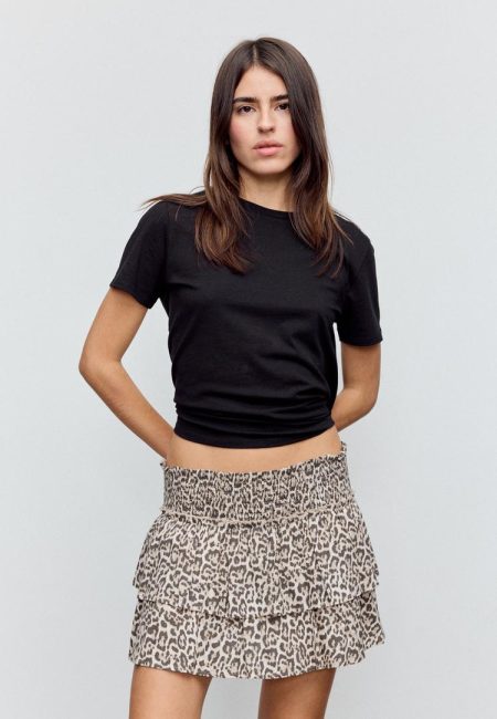 Stradivarius Falda pantalón fluida leopardo  Beige L