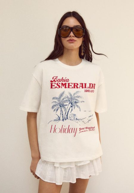 Stradivarius Soepelvallende broekrok met volants  Wit XS