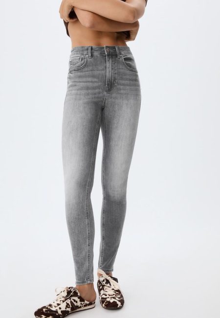 Stradivarius D07 regular waist skinny jeans  DONKERGRIJZE DENIM WASSING 34