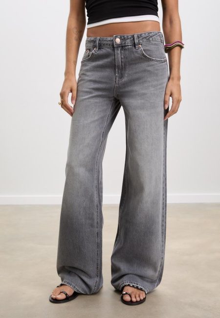 Stradivarius D91 Low wide leg jeans  GRIJZE DENIM WASSING 44
